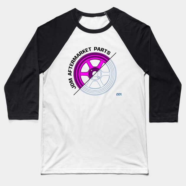 Pink JDM Wheels V3 Baseball T-Shirt by GoldenTuners